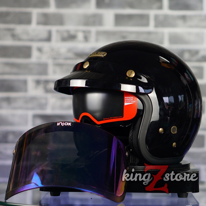 Helm NJS NX-2 NX2 Original Dewasa Premium Retro Inner Visor Gratis PET