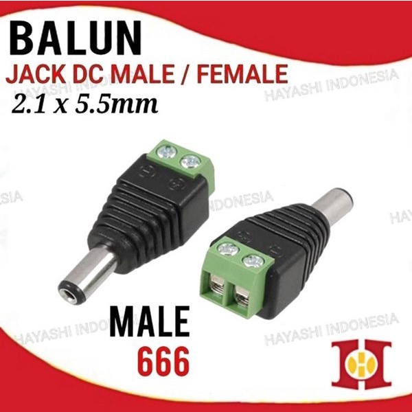 Jack DC Female Male RCA BNC Connector CCTV Kamera Konektor Cewek Cowok - 10pcs