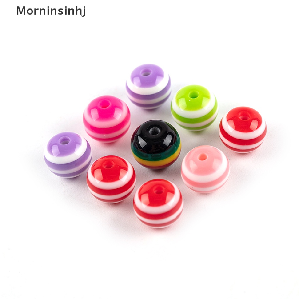 50 Pcs Manik-Manik Strip Spacer Resin Bulat Warna Pelangi Ukuran 8 / 10 / 12mm Untuk Membuat Perhiasan Handmade Charms