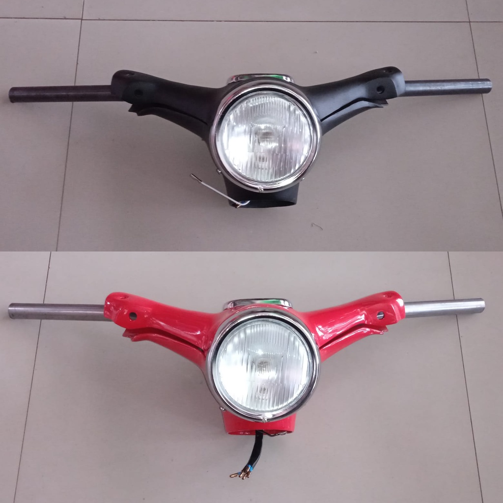 Kepala SET Batok Atas Bawah SET Lampu Reflektor dan Spido Motor Honda Kalong C70 Warna Hitam, Merah