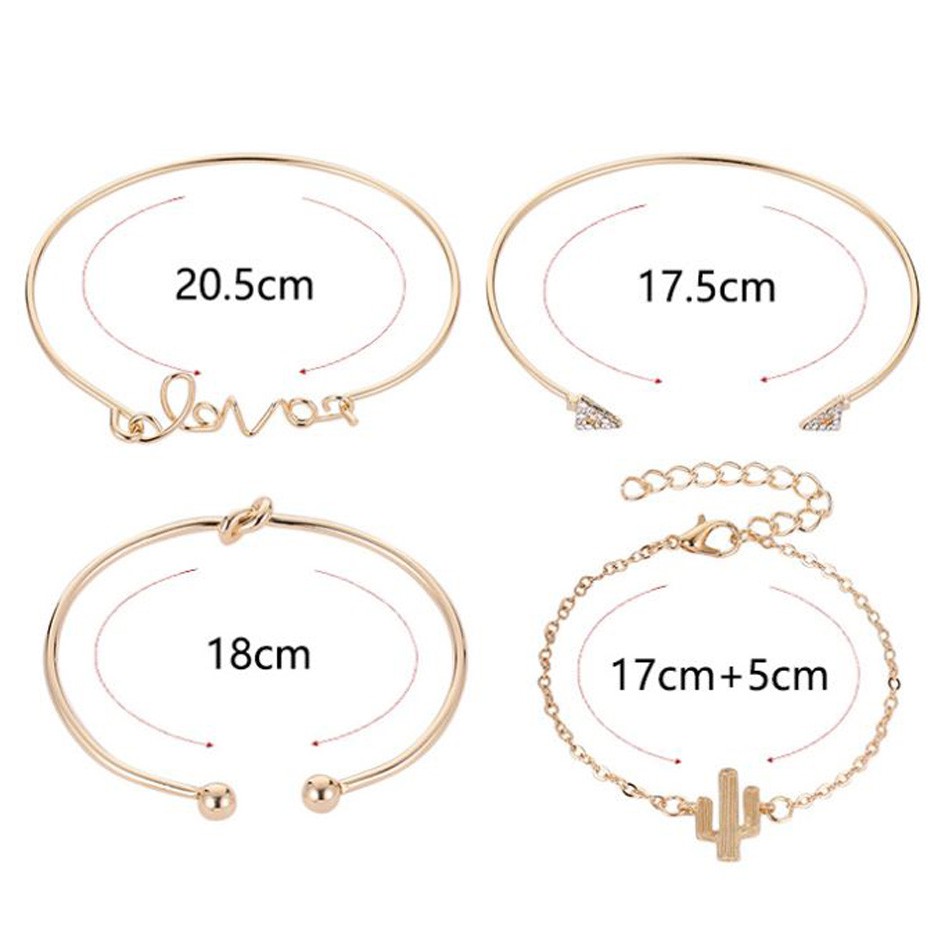 OILA gelang fashion set 4 pcs love geometry combination bracelet (1G4) jge078