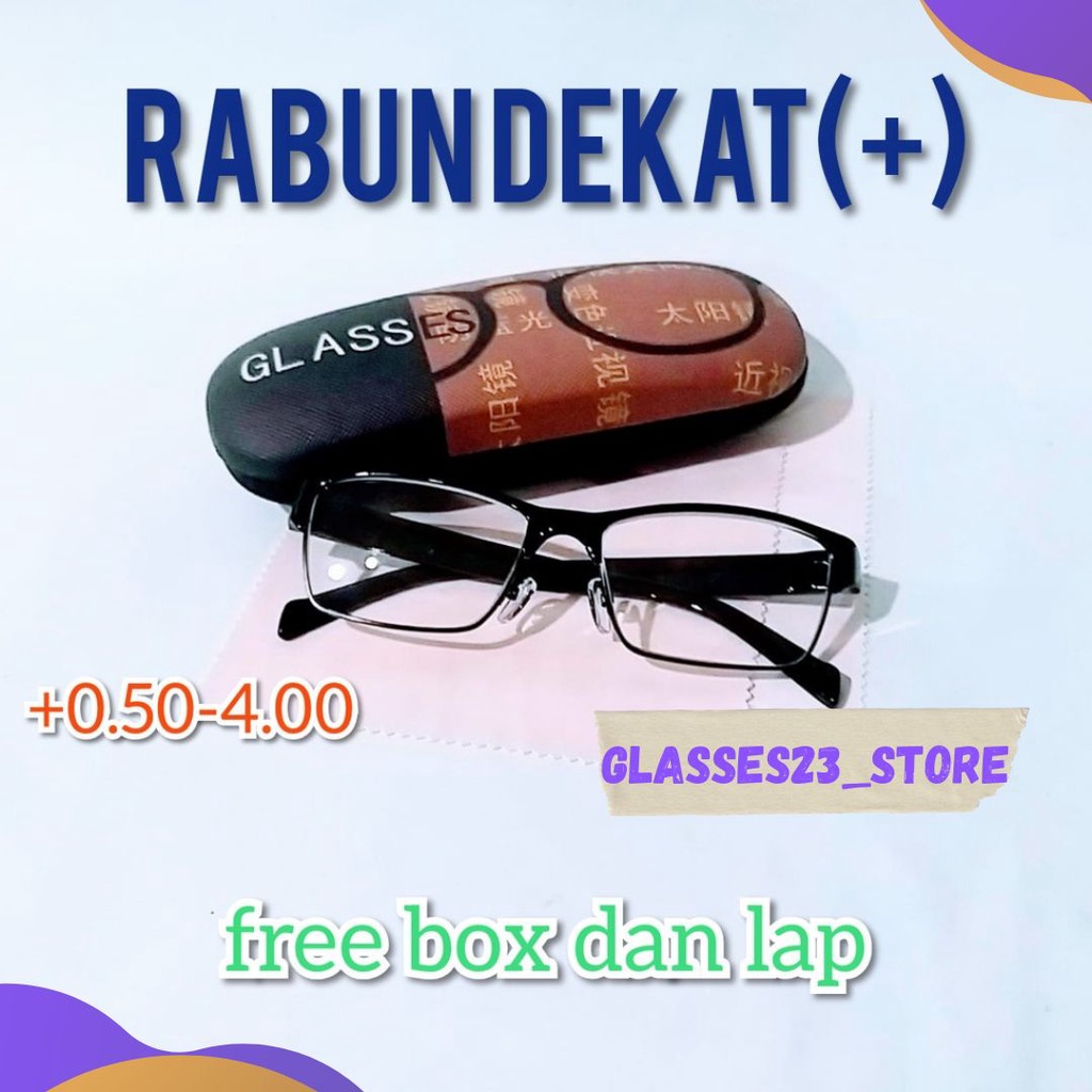 KACAMATA LENSA BACA/RABUN DEKAT/KACAMATA PLUS FREE BOX DAN LAP