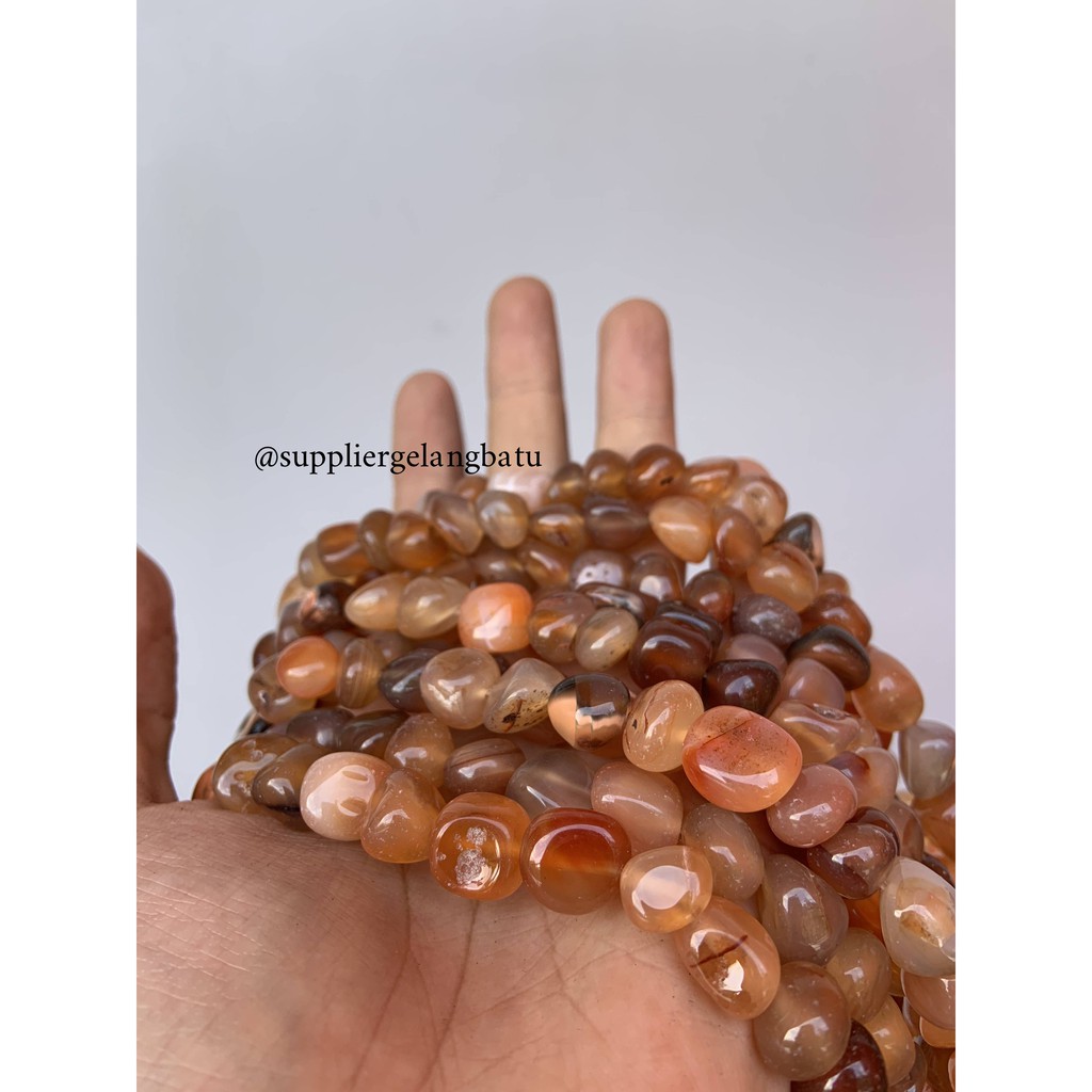 manik Batu alam ORANGE CARNELIAN Beads 12 x 10mm agate oren craft akik