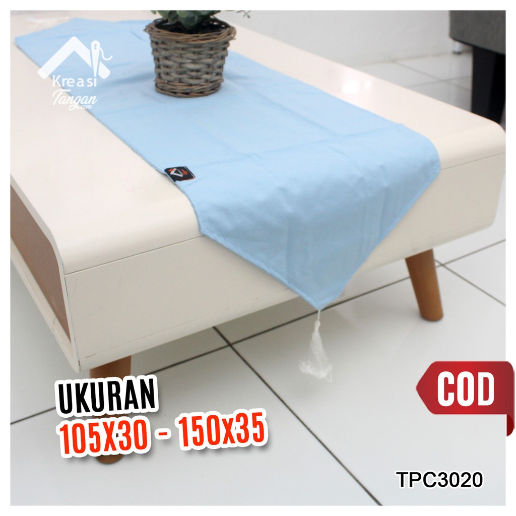 Taplak Meja / Table Runner POLOS  BIRU MUDA Ukuran 105x30 &amp; 150x35 (TPC3020)