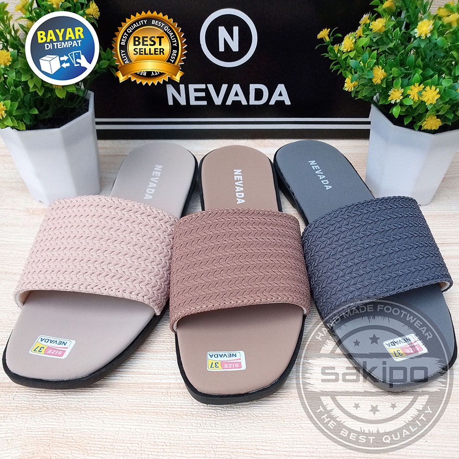 PROMO 12.12 BIRTHDAY SALE  SANDAL SLOP WANITA DEWASA RAJUT NEVADA TRENDI TERBARU / SAKIPO