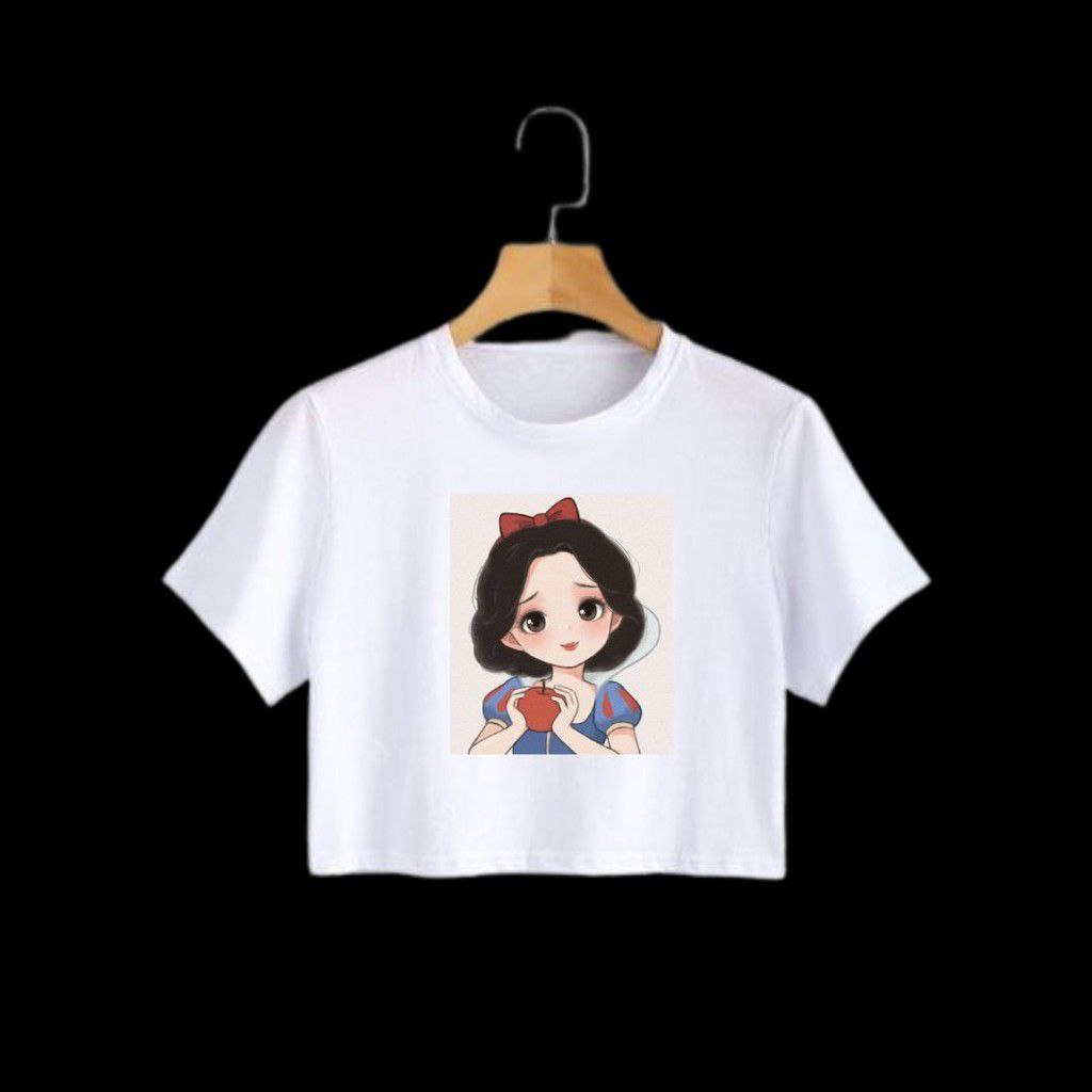 Clothing May - Crop top Disney Princess Kaos Distro Croptop Atasan Krop Top Wanita Cewek Viral