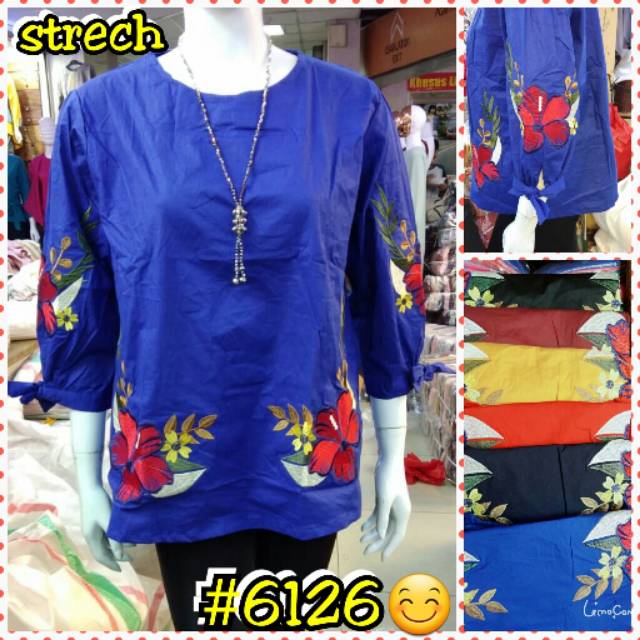 Blouse katun bordir import jumbo  56126
