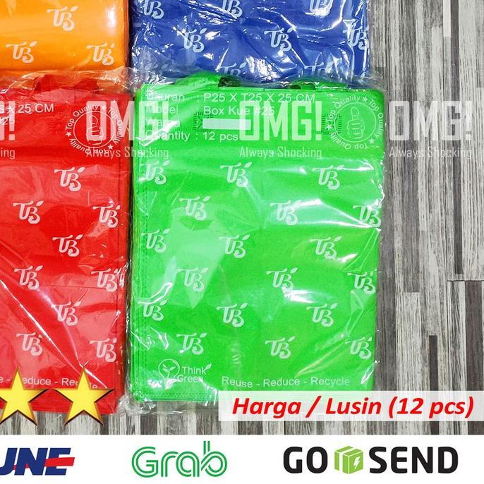 

♖ Goodie Bag ECO CAKE tas kue nasi kotak 23x23x24cm Spunbond Bukan Paperbag kardus box ➨