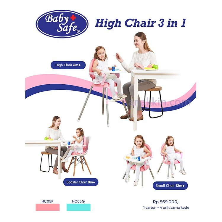 Jual Baby Safe High Chair 3 in 1 / kursi makan anak / kursi bayi