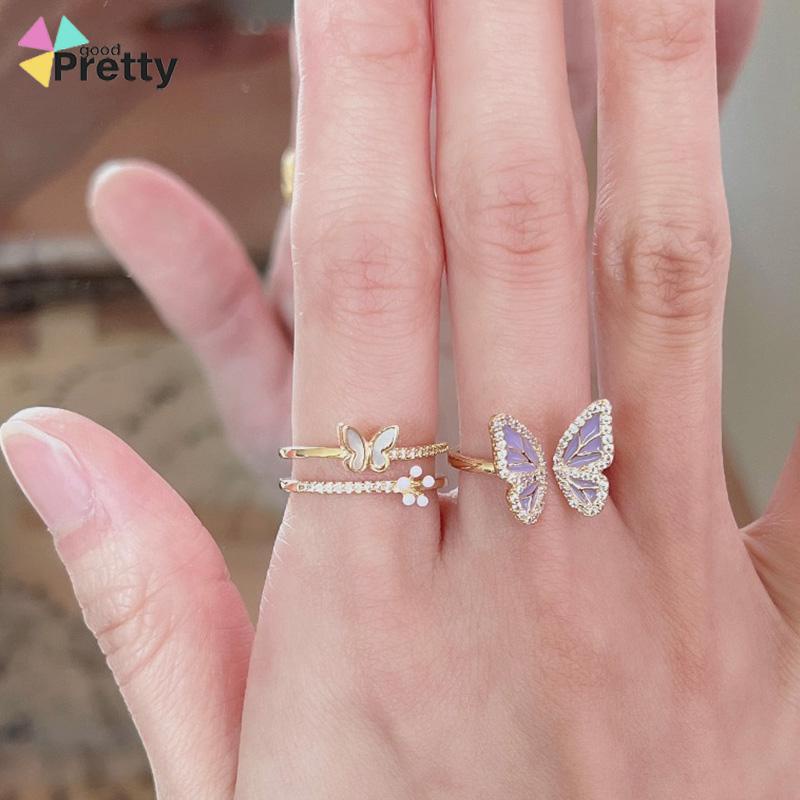 Cincin Kupu-kupu Wanita Desain Niche Cincin Unik Mutiara kelas atas - PD