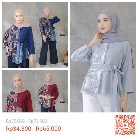Baju Batik Wanita Modern Monalis Koa Genes M,l,xl Asli Pekalongan