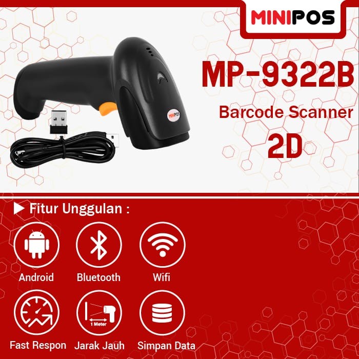 Barcode Scanner 1D+2D MINIPOS MP-9322B, WiFi+Bluetooth