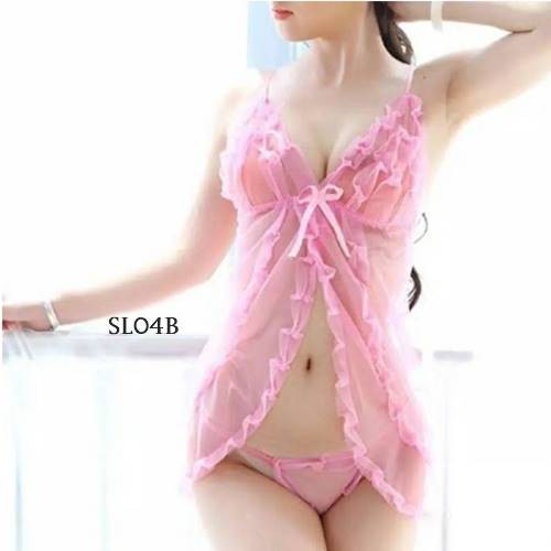 [TOKO TERPERCAYA] LINGERIE SEKSI BAJU TIDUR TRANSPARAN FREE G-STRING PINK SL04B