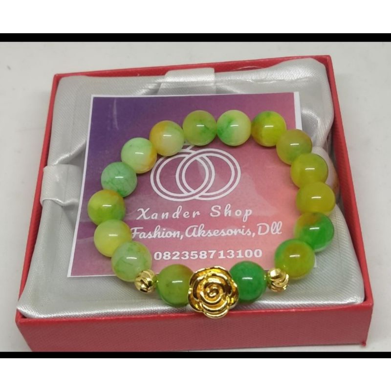 GELANG GIOK ASLI COMBI BUNGA/giok asli