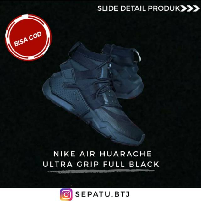 Sepatu snekers murah NIKE AIR HUARACHE ULTRA GRIP FULL BLACK