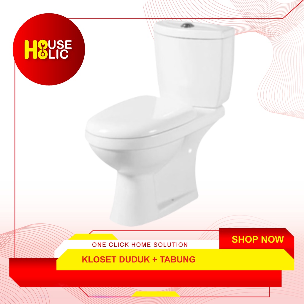 Kloset Duduk + Tabung Monoblok / Closet Toilet Tombol Atas