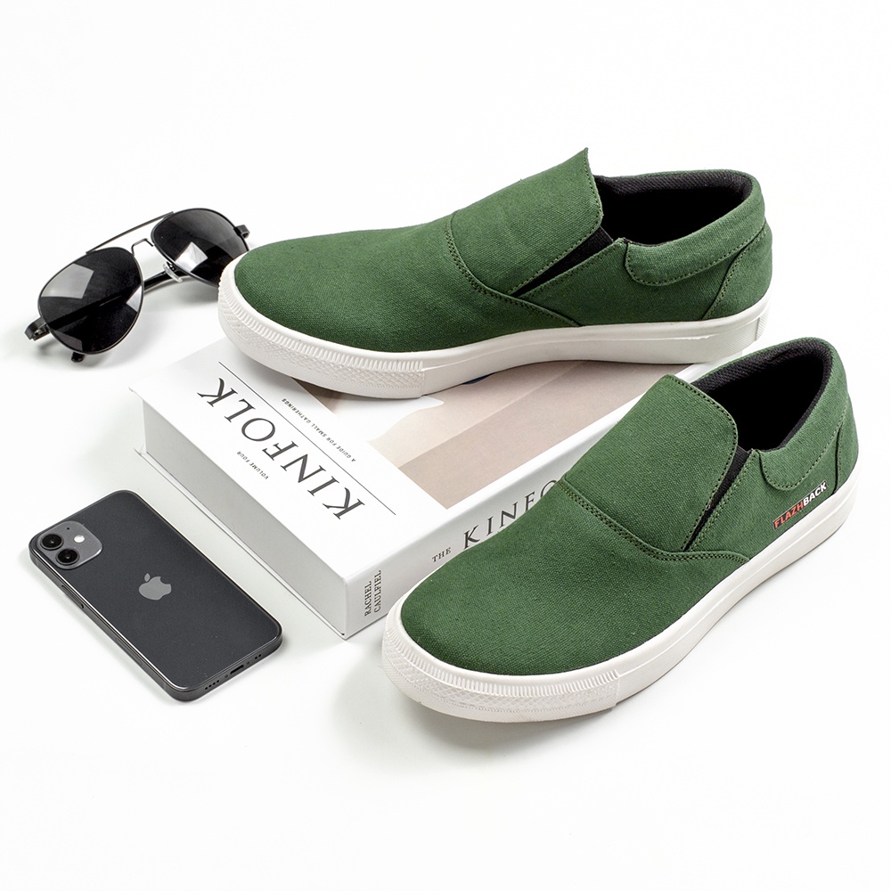 OWL GREEN |ManNeedMe x FLAZHBACK| Sepatu Sneakers Pria Casual Slip On Kanvas ORIGINAL