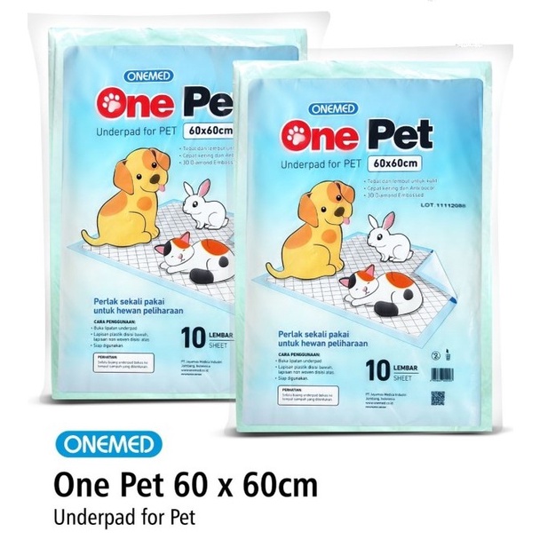 Underpad Onepet onemed 60 x 60 isi 10 Alas perlak anjing kucing kelinci