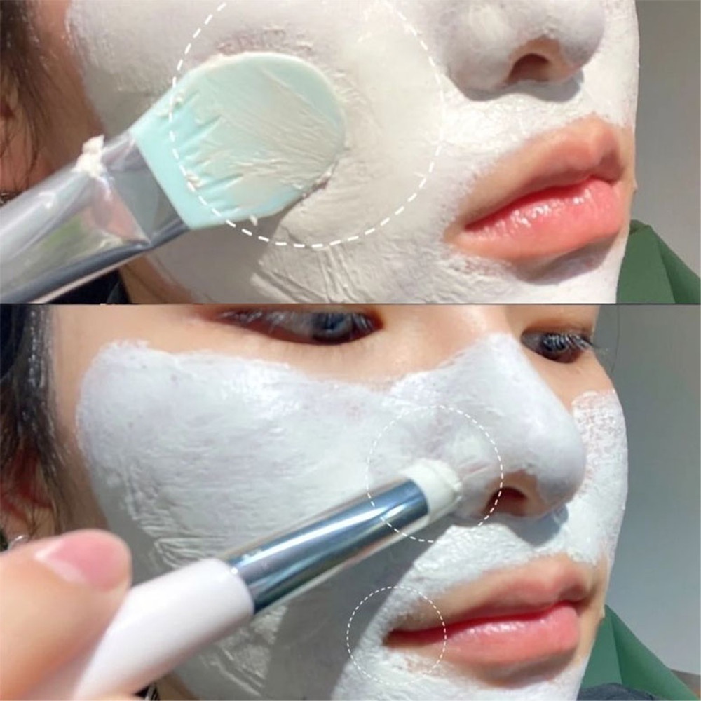 1pc Brush Masker Lumpur Kepala Ganda Bahan Silikon Rambut Lembut Untuk Alat Kecantikan Wanita