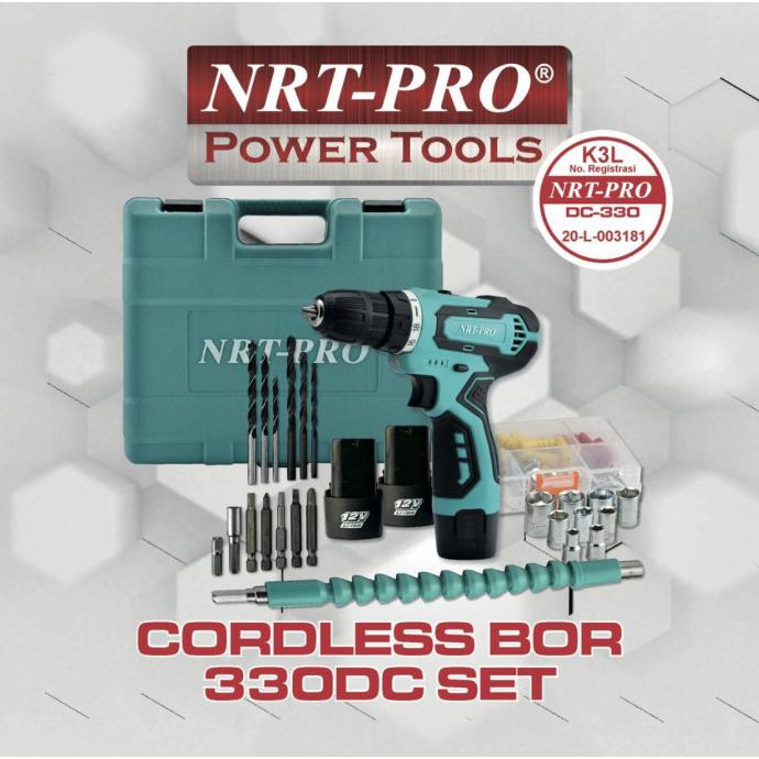 DROPSHIP OKE NRT PRO DC 330 SET DC330 BOR BATRE CORDLESS 12 V