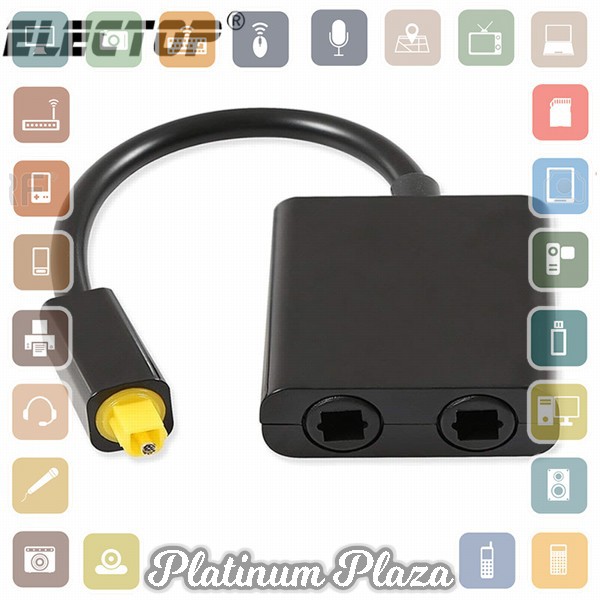 ELECTOP Digital Audio Splitter Optical Toslink SPDIF 2 Way - ZEXJP04 - Black`2E3VO2-