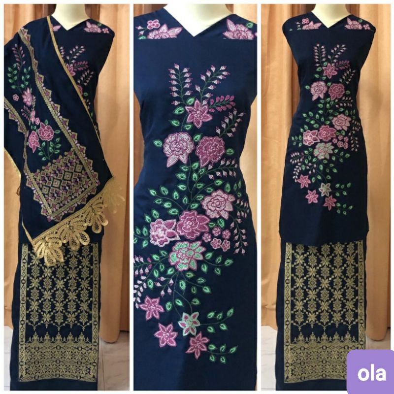 Bahan Baju kurung Bordiran Bukittinggi set Selendang