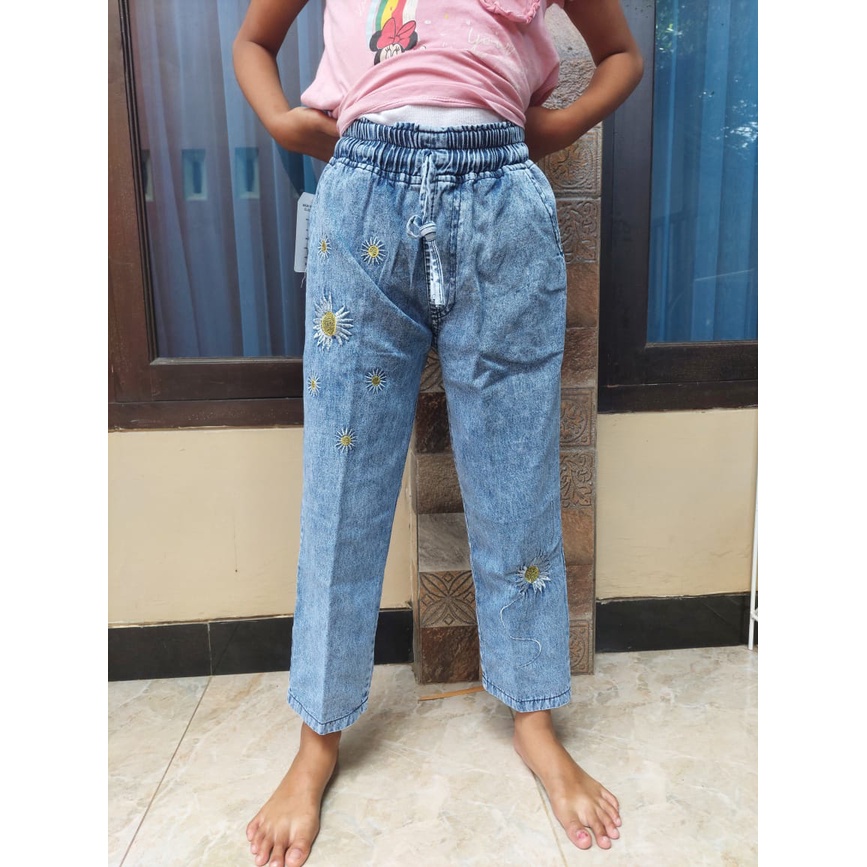 Boyfriend Jeans Kids Snow / Celana Jeans Bordir Anak / Orinika Kids / Sun Kids / Doll Kids / Sandra 25 Kids