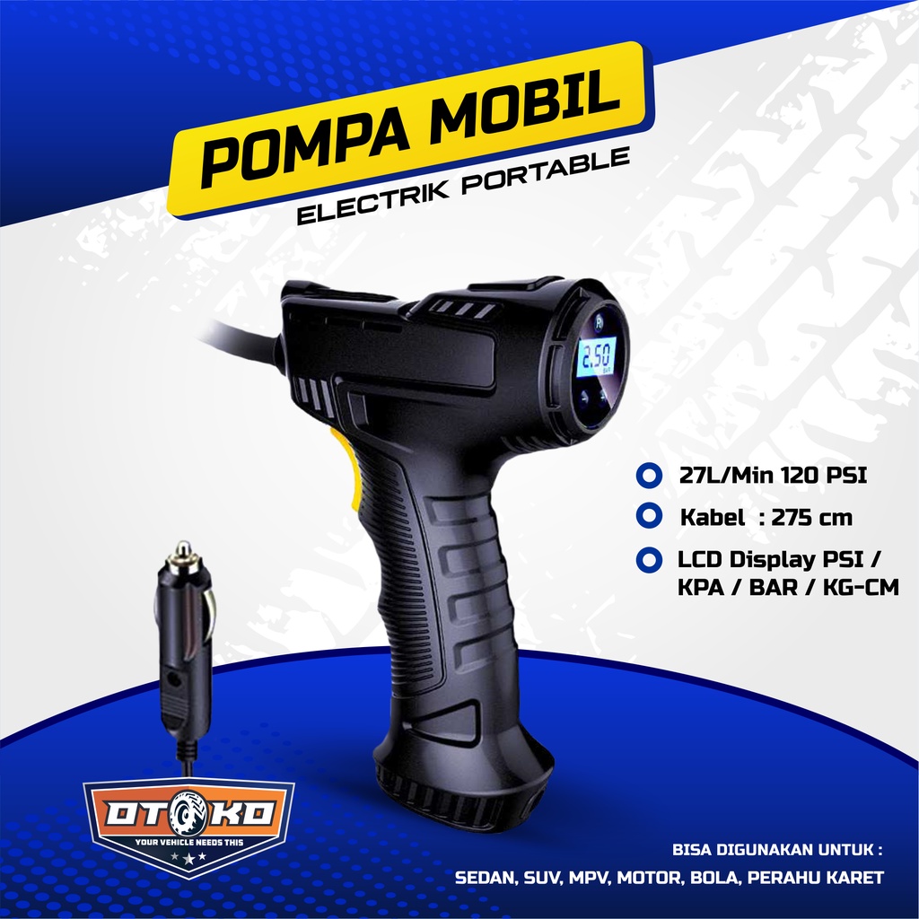 Pompa Mobil Electrik Pompa Ban Mobil Tire Pump 120W  Pompa Ban Mobil Electrik Digital