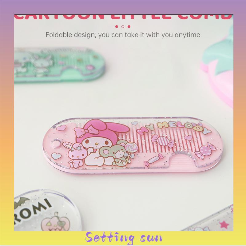 Sisir Kecil Plastik  Kartun Lucu Lipat Portabel Sisir Poni  Kuromi Melody Cinnamoroll Kitty TN