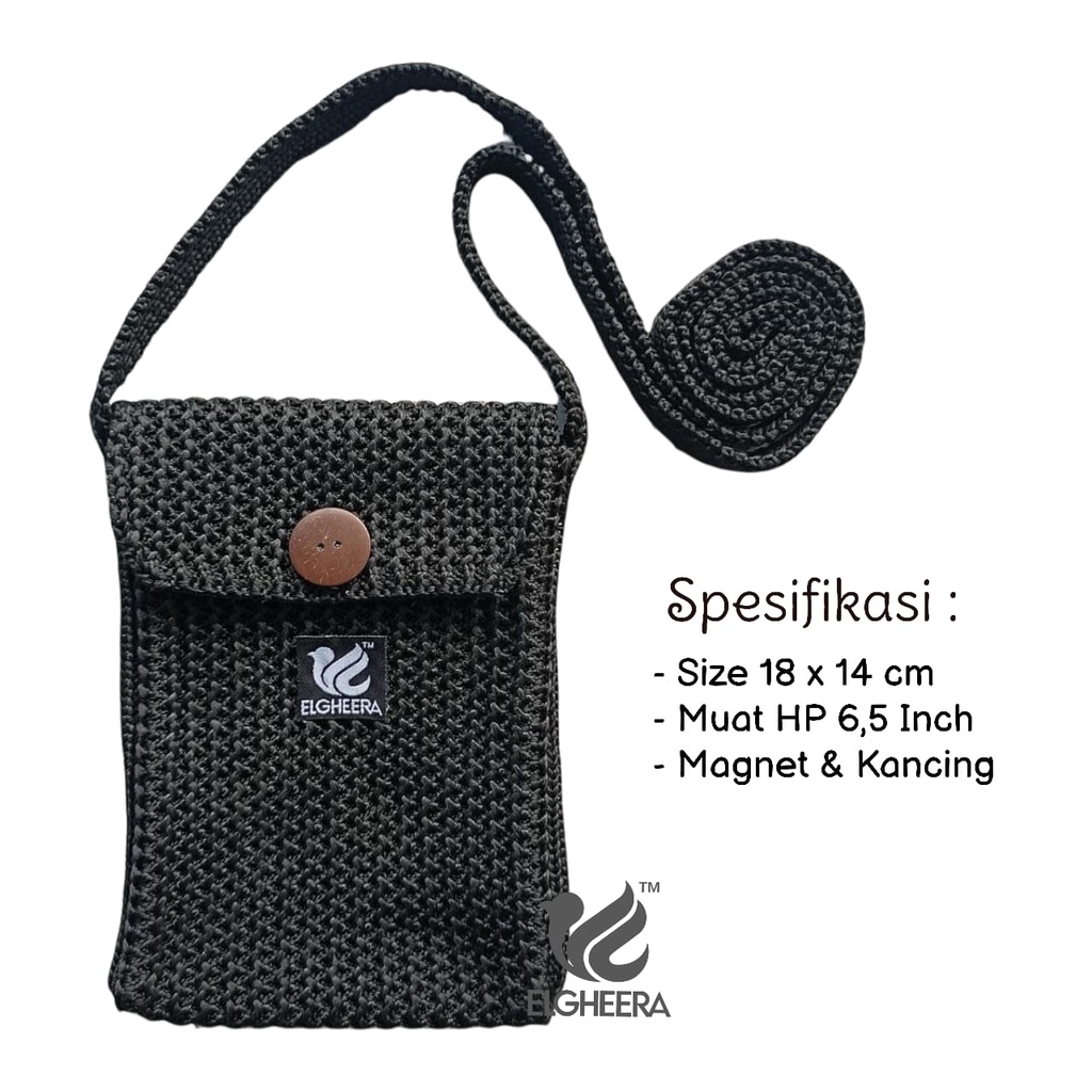 Tas selempang wanita rajut HP by ELGHEERA