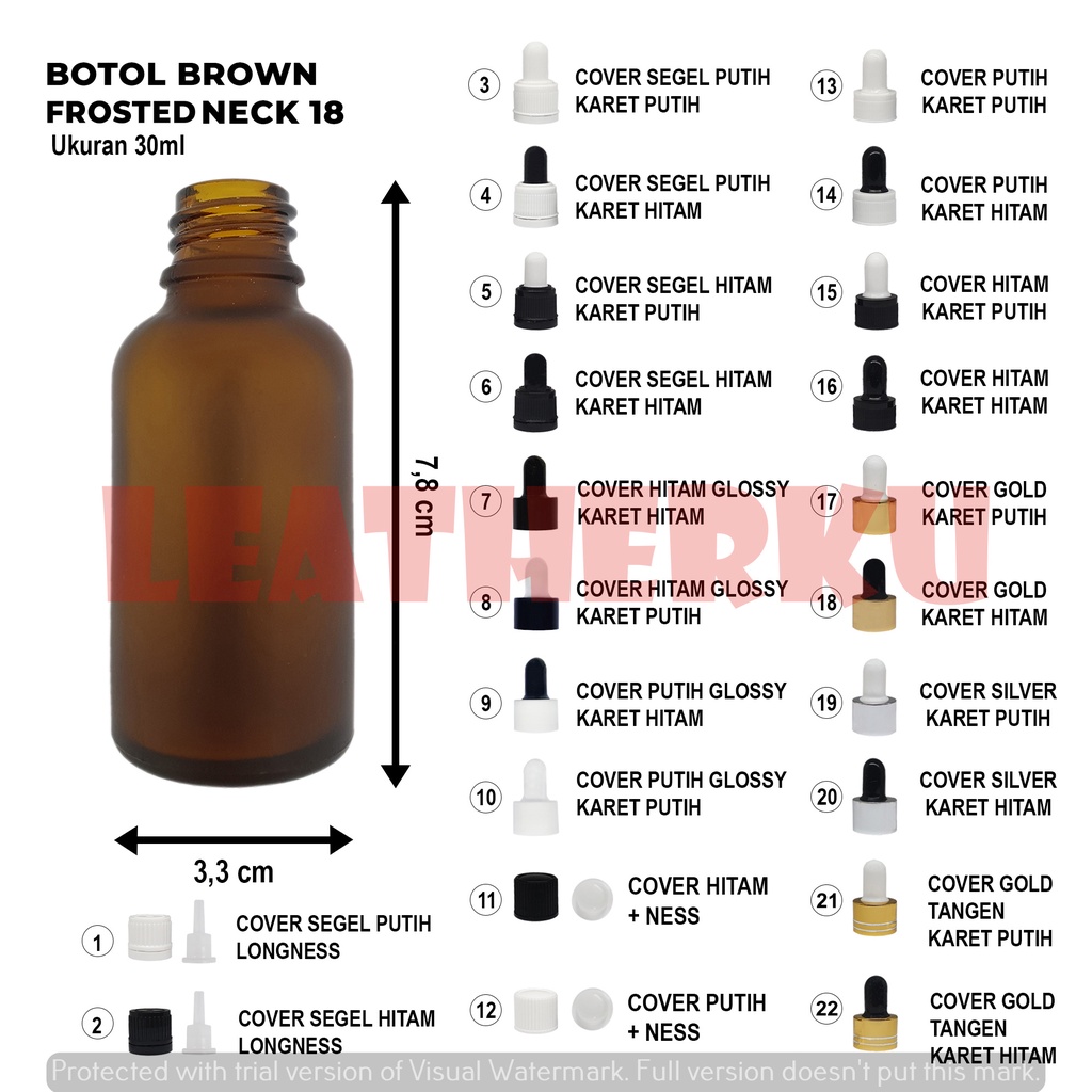 Botol Kaca Pipet Import 30 ML Brown Frosted