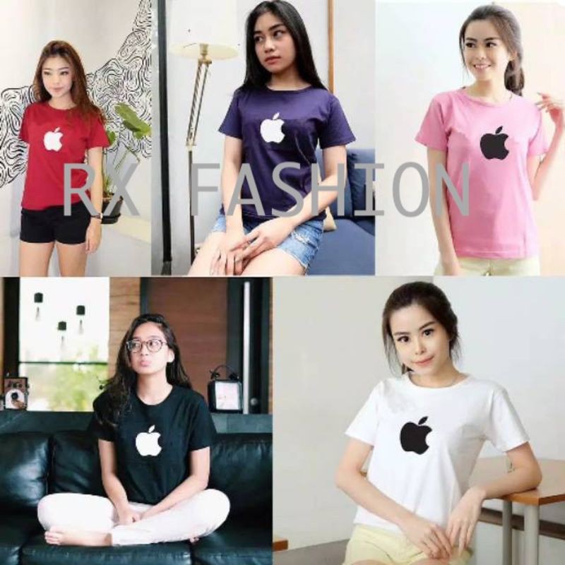 eReX FASHION Apple Tee - kaos wanita Tshirt Tumblr bahan katun ukuran allsize fit to L 1R