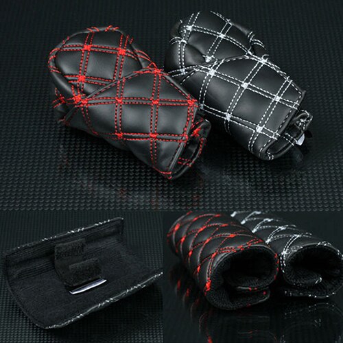 2pcs Anti-slip Dan Serap Keringat Kulit Sintetis Mobil Gear Shift Knob Rem Tangan Kepala Shift Knob Cover Sleeve Aksesoris Interior Mobil