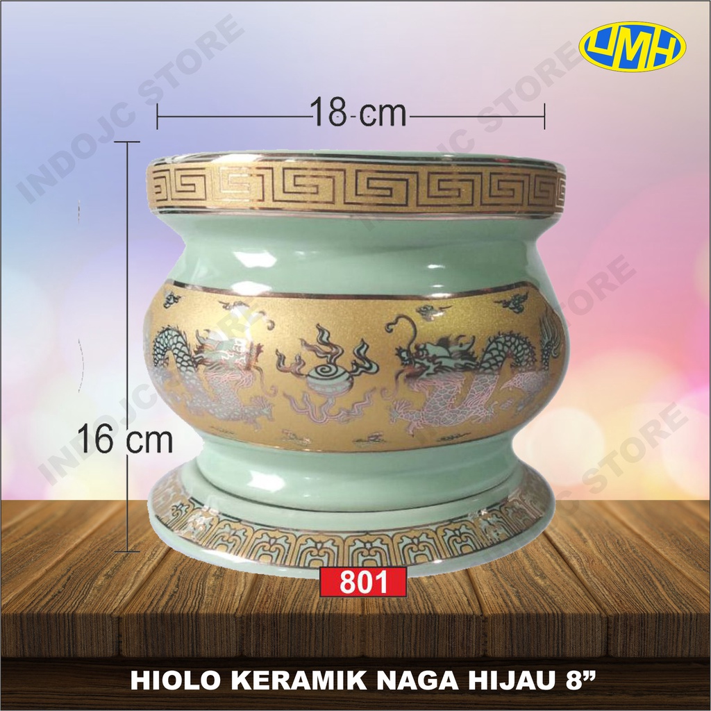 TEMPAT BAKAR HIO DUPA HIOLO NAGA  KERAMIK  HIJAU 8 IN