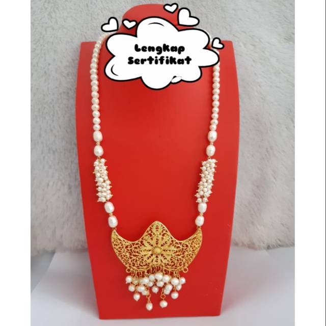 KALUNG RENTENGAN MUTIARA ASLI AIR TAWAR LOMBOK KALUNG JILBAB MEWAH