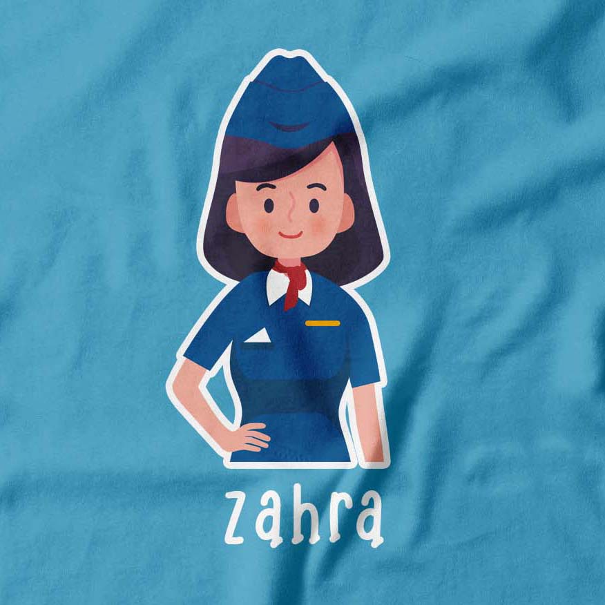 GRATIS SABLON NAMA  KAOS ANAK TEMA PRAMUGARI HADIAH ULTAH 0-12TH  ATASAN KATUN COMBED 30s By Ribbedkids