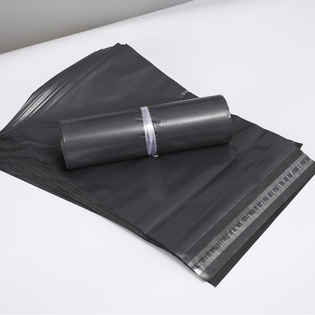 ☀ INDOLAND ☀  Polymailer Kantong Plastik Packing 30x40cm Olshop LDPE 100pcs Lem Perekat Anti Plong Black Glossy R642