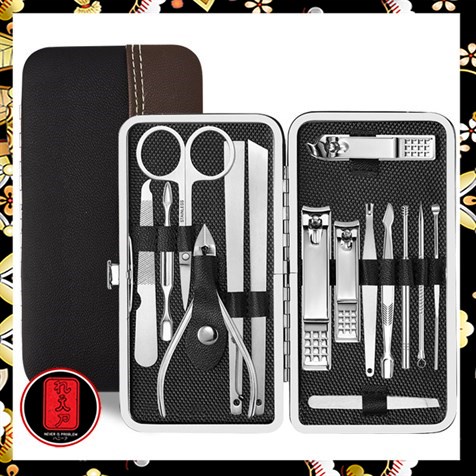 KSBELLE Nail Art Set Manicure Pedicure 15 PCS - CT01 - Black/Silver