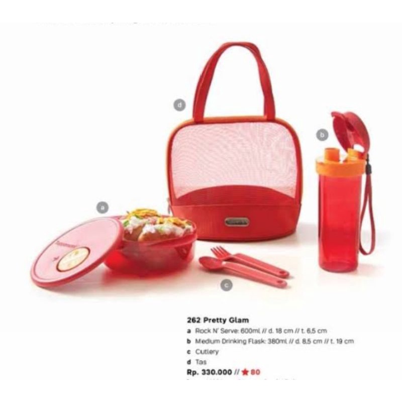 Pretty glum tupperware / tempat bekal set tupperware elegan / tempat makan set botol minum dan tas m