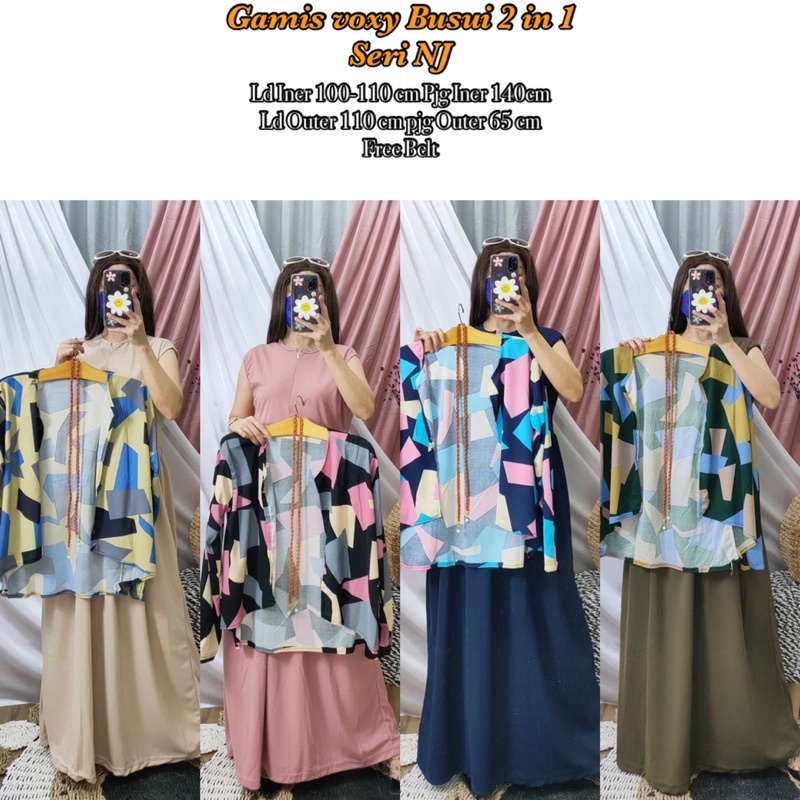 gamis 2 in 1 busui bahan voxy seri Nj