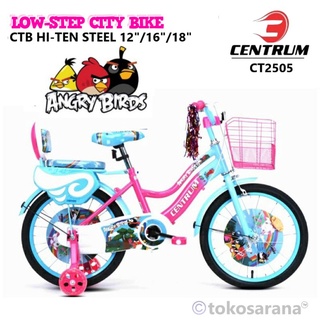 Sepeda Mini Centrum CT2505 Beautiful Girl CTB 5-8 Tahun 18 Inci Steel Roda Bantu Nyala City Bike
