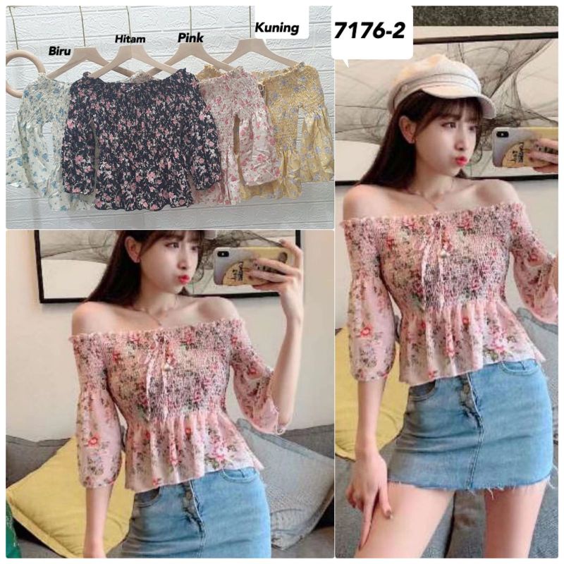 atasan poco crop motif import 7176-2