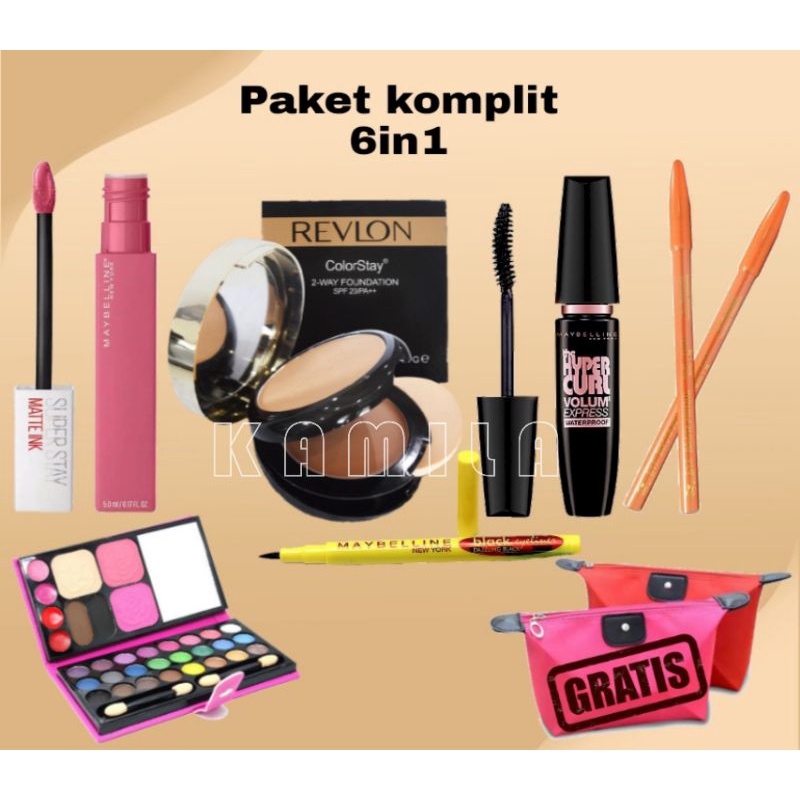 paket Kosmetik Maybelline - Paket make up lengkap - paket make up murah - Bedak revlon