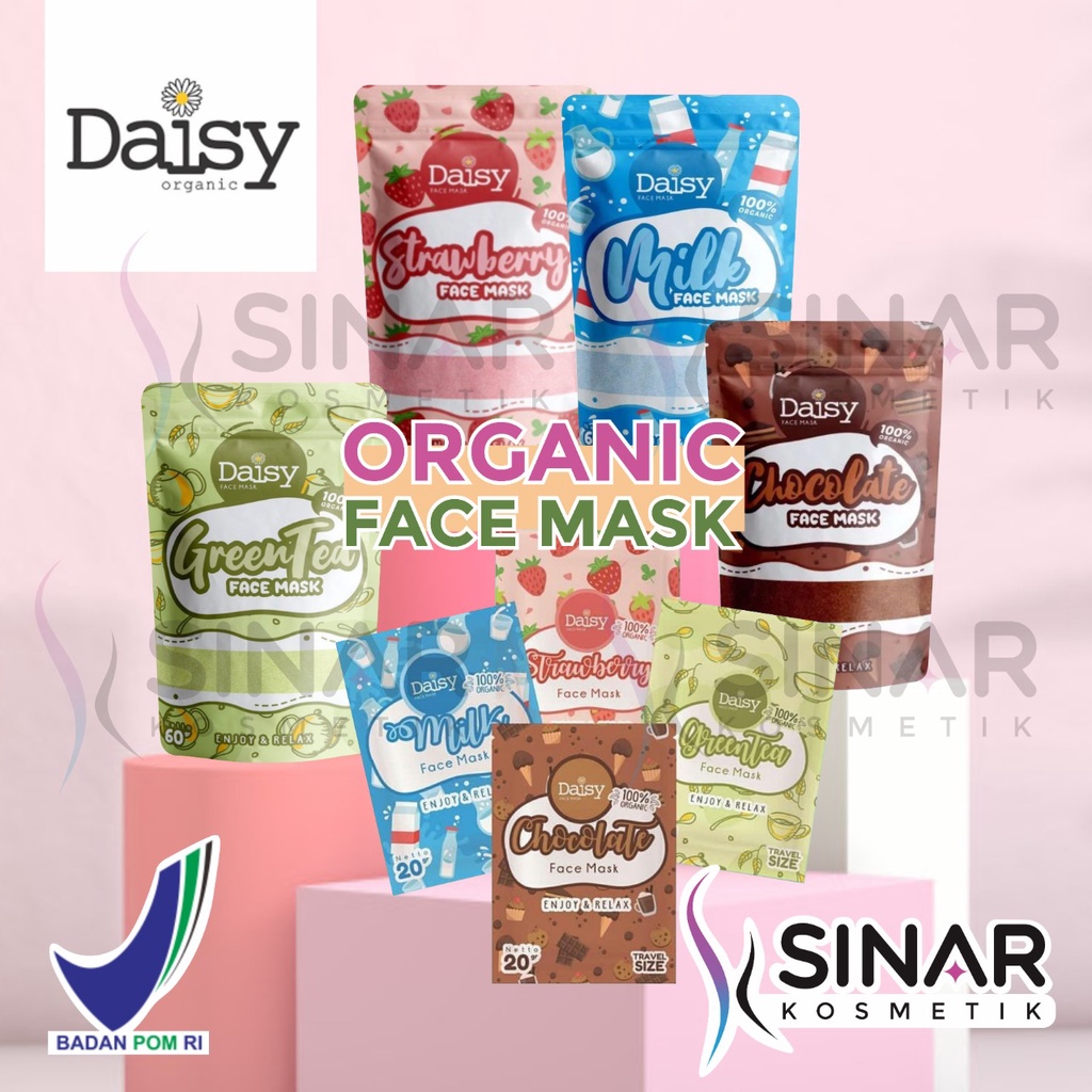 ✦SINAR✦ [BPOM] Daisy Masker Organik Travel Size 20gr - Full Size 60gr ∣ Rose Crystal Peel Off Mask | Masker Wajah Organik Daisy