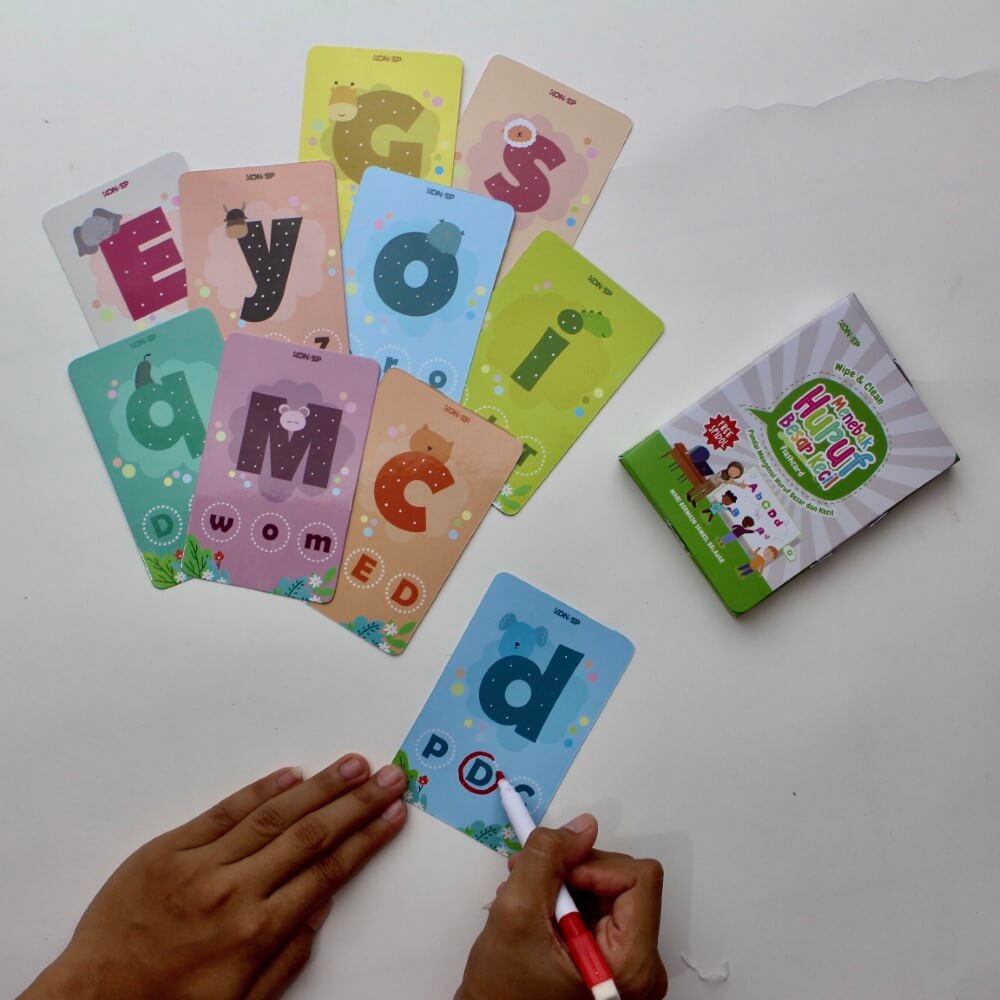 Flash Card Wipe &amp; Clean Menebak Huruf - Kartu Edukasi Belajar Anak - Konsep Studio Original