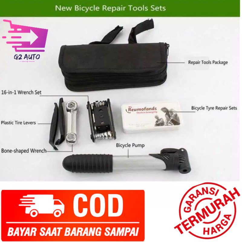 TOOLKIT SEPEDA Alat Reparasi Tambal Ban Sepeda - Pompa Sepeda - 1 set kunci L Sepeda 15 in 1