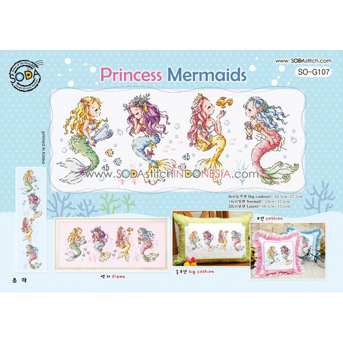 Paket DIY Craft Sulam Kristik Strimin Sodastitch SO-G107 - Princess Mermaids