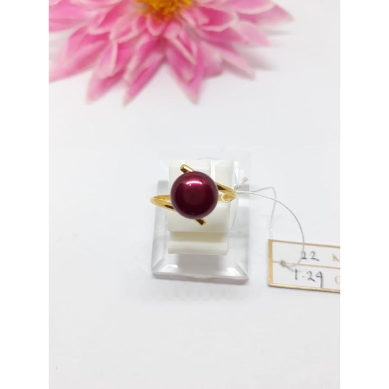 cincin emas 916 mutiara tawar super terrrmurah