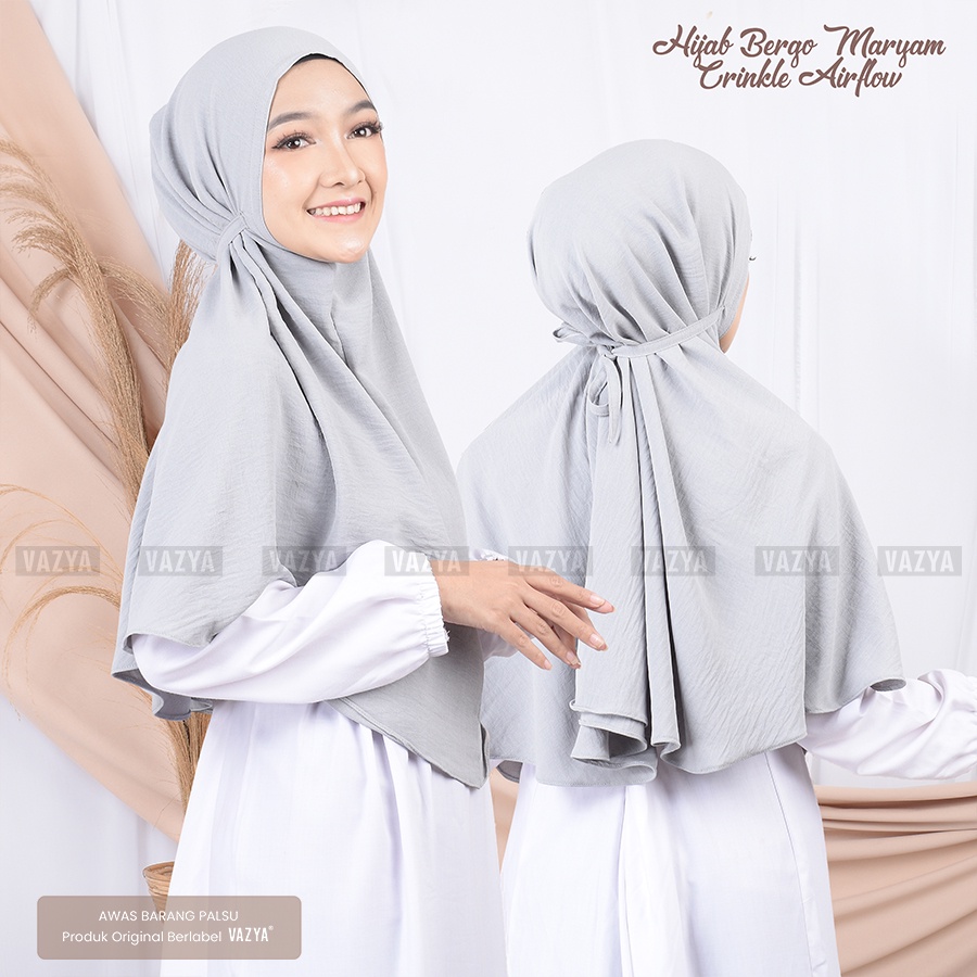 Hijab Bergo Maryam Tali Crinkle Airflow Hijab Instant