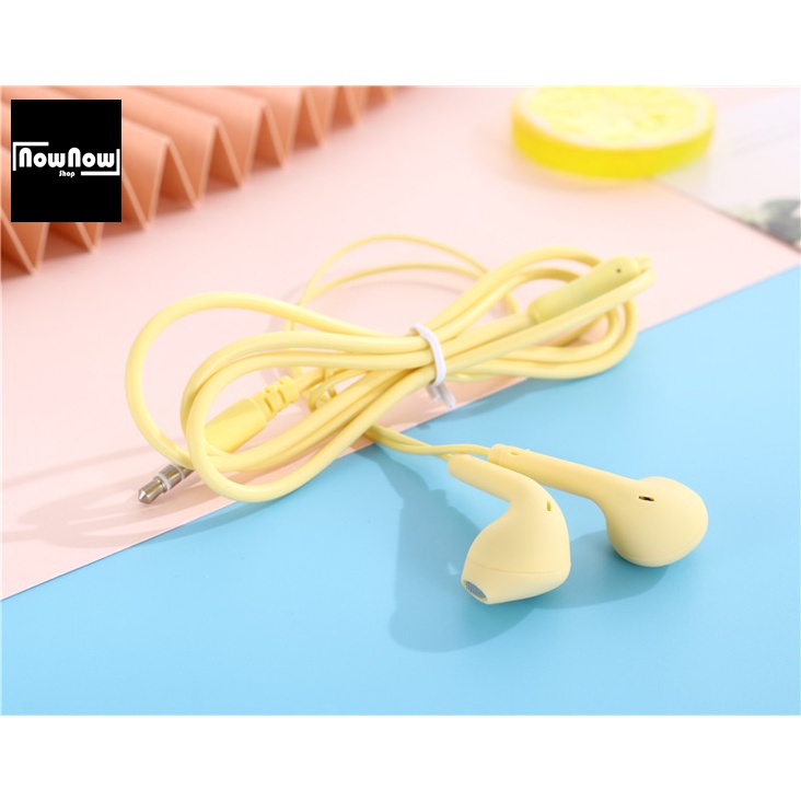 Headset Handsfree Macaron / Earphone Macaroon Matte Color Pastel Colorful Hifi Extra Bass Stereo In-Ear Headphones HP-Kuning